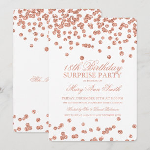 Invitation Confetti de la Rose d'or surprise 18e anniversaire