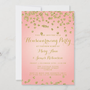 Invitation Confetti de Parties scintillant en rose et en or à