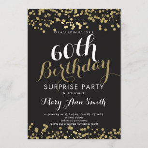Invitation Confetti d'huile d'or 60e anniversaire surprise