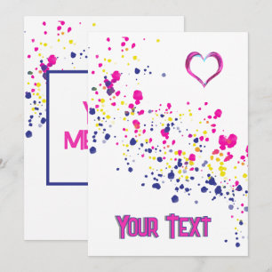 Invitation Confetti diagonale rose-jaune-bleu