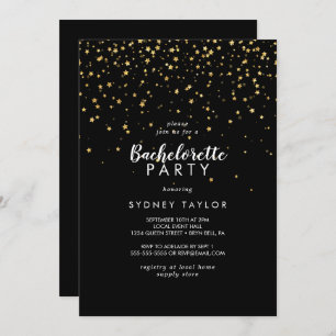 Invitation Confetti d'or   Black Bachelorette Party