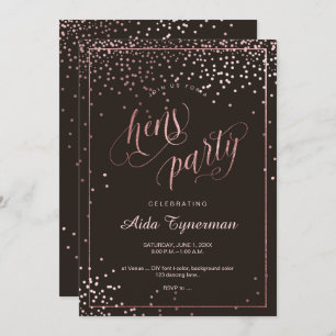 Invitation Confetti d'or du PixDezines Hens Party Faux Rose