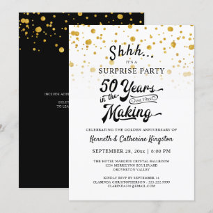 Invitation Confetti d'or du Surprise Party du 50e anniversair