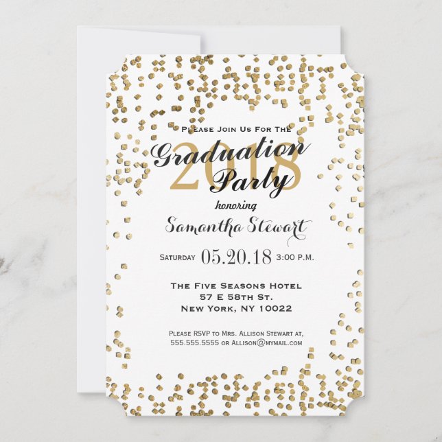 Invitation Confetti d'or Faux élégant et simple (Devant)