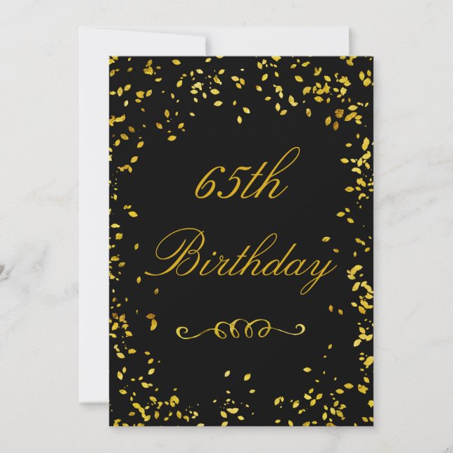 Invitation Confetti d'or glamour du 65e anniversaire (Devant)