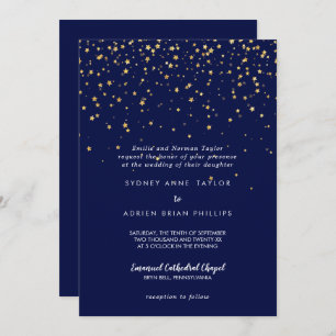 Invitation Confetti d'or   Mariage traditionnel de la marine