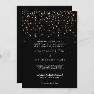 Invitation Confetti d'or Mariage traditionnel noir