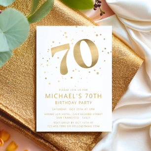 Invitation Confetti d'or moderne 70e Soixante-dix ans