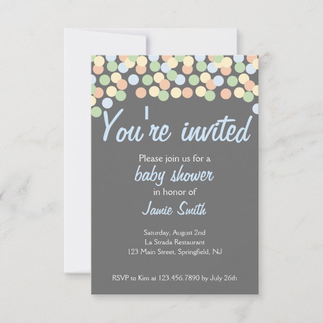 Invitation Confetti Dot Baby shower (Devant)