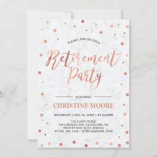 Invitation Confetti en cuivre et marbre   Parti de la retrait