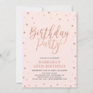 Invitation Confetti et Blush en or rose   Fête d'anniversaire