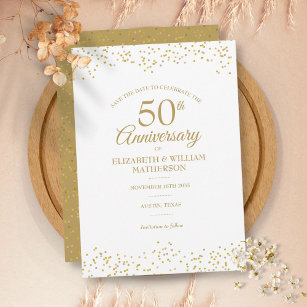Invitation Confetti Gold Dust 50th Anniversary Enregistrer la