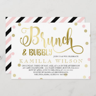 Invitation Confetti Gold & Pink Brunch & Bubbly Fête de l'mar