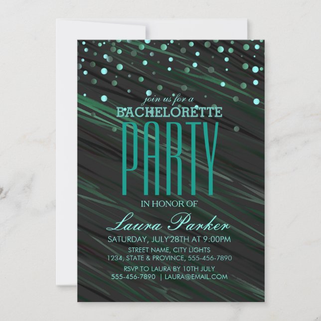 Invitation Confetti Gold Sparkle Élégante Bachelorette (Devant)