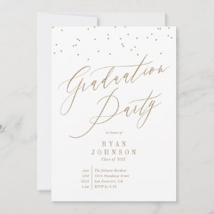 Invitation Confetti Graduation Party Script Gold