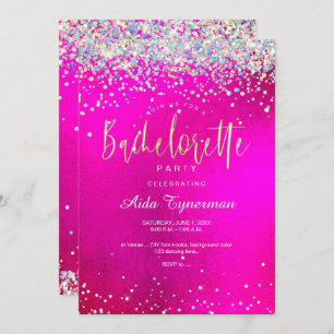 Invitation Confetti holographique du Parti de la bachelorette