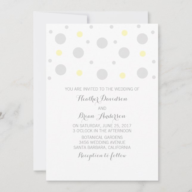 Invitation Confetti Jaune Gris Inviter (Devant)