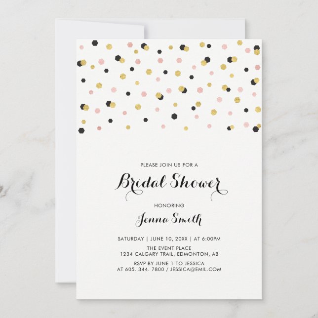 Invitation Confetti Mariage simple et moderne Fête des mariée (Devant)