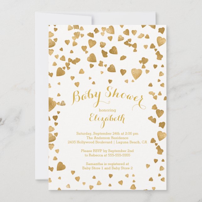 Invitation Confetti Parties scintillant Baby shower cardiaque (Devant)