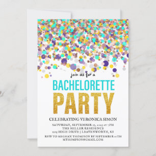 Invitation Confetti Parties scintillant Bachelorette Party In