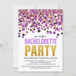 Invitation Confetti Parties scintillant Bachelorette Party In