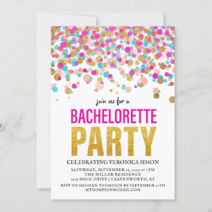 Invitation Confetti Parties scintillant Bachelorette Party In