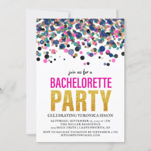 Invitation Confetti Parties scintillant Bachelorette Party In