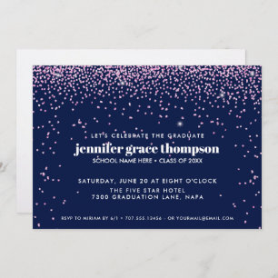 Invitation Confetti Pink and BLUE Photo Graduation Party