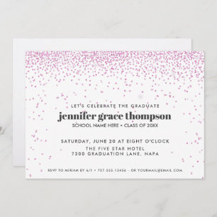 Invitation Confetti Pink and white Photo Graduation Party