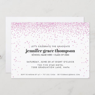 Invitation Confetti Pink and white Photo Graduation Party