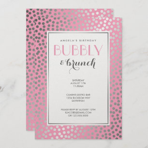 Invitation Confetti Pois Pastel Pink and Silver