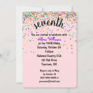 Invitation Confetti pour la fête du 7e anniversair