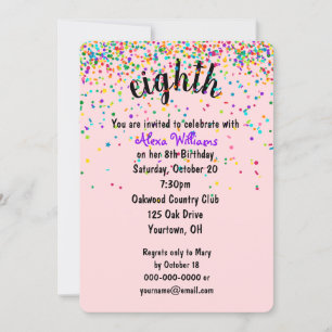 Invitation Confetti pour la fête du 8e anniversair