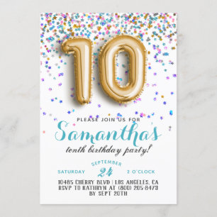 Invitation Confetti pour le 10e anniversaire