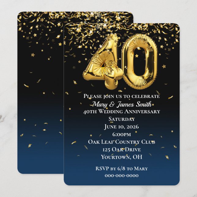 Invitation Confetti pour les ballons d'or du 40e a (Devant / Derrière)