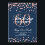 Invitation Confetti Rose Gold Navy Blue 60th Birthday Party<br><div class="desc">Élégant 60e anniversaire Faux Parties scintillant Confetti Rose Gold Navy modèle d'invitation bleue. Idéal pour les fêtes de 60 ans et plus!</div>