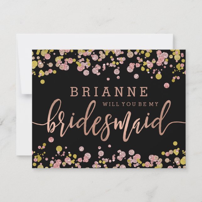 Invitation Confetti Rose Gold Seras-Tu Ma Femme D'Accueil (Devant)