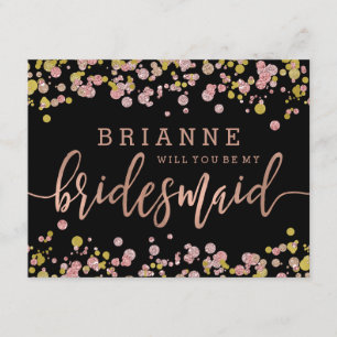 Invitation Confetti Rose Gold Seras-Tu Ma Femme D'Accueil