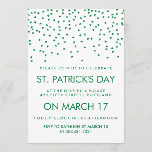 Invitation Confetti Shamrock vert pour la Saint Patrick