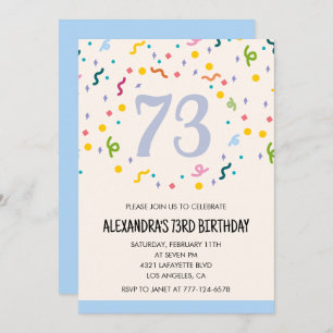 Invitation Confetti Simple moderne 73e anniversaire invitatio