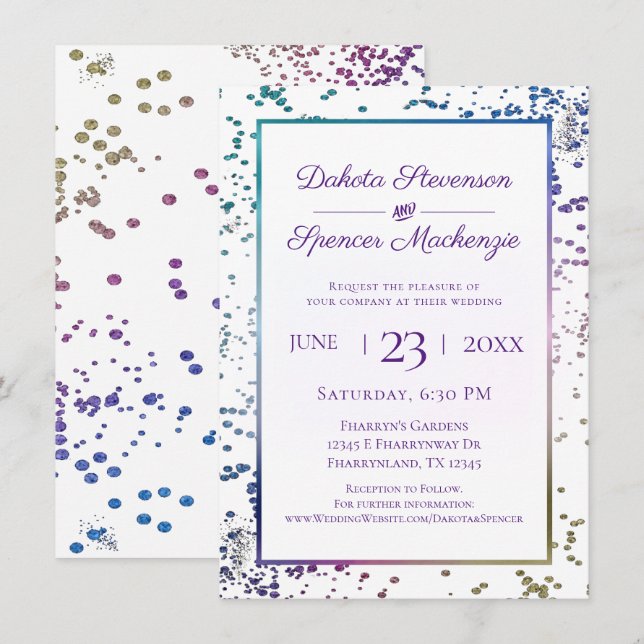 Invitation Confetti Sparkle | Mariage de poussière diamant d' (Devant / Derrière)
