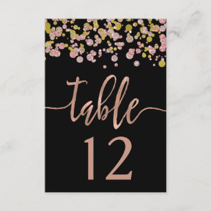 Invitation Confetti Sparkle Rose Gold Mariage Numéros de tabl