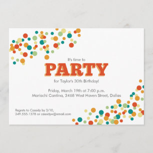 Invitation Confetti Sprinkle Party à Orange
