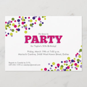 Invitation Confetti Sprinkle Party en violet