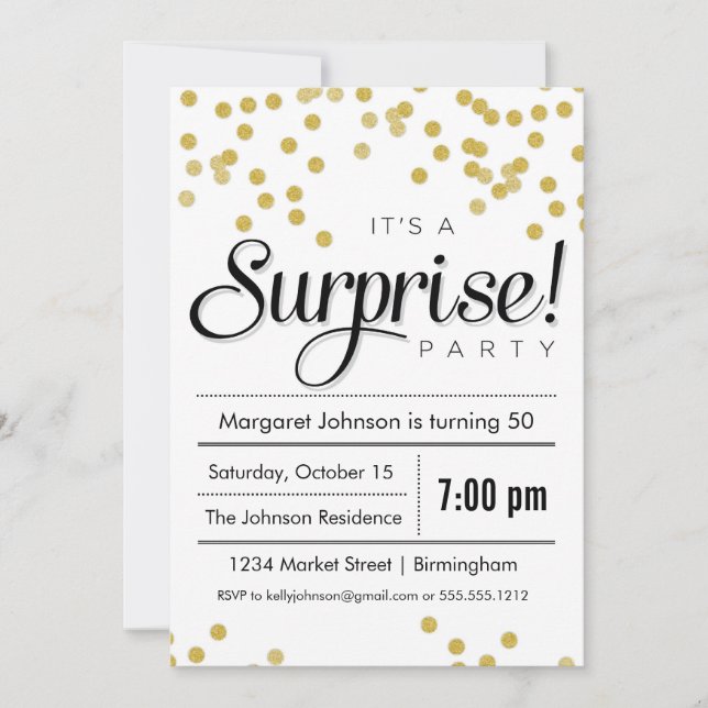 Invitation Confetti Surprise Party (Devant)