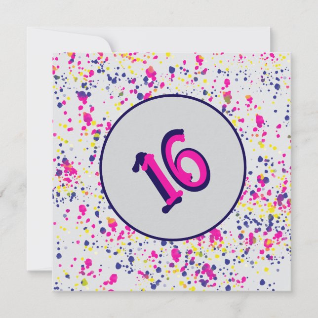 Invitation Confettis Amusants Conception de Paillettes 16 Inv (Devant)