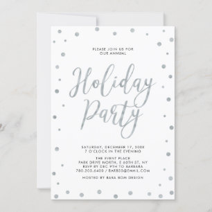 Invitation Confettis Argent   Fête Moderne et Simple pour les