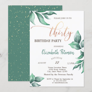 Invitation Confettis, Branches Fête d'anniversaire 30 ans