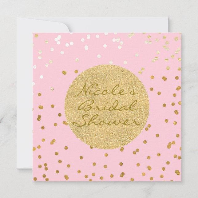 Invitation Confettis brillants rose et or Moderne et Chic (Devant)