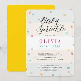 Invitation Confettis de plaisir colorés Écriture moderne Baby